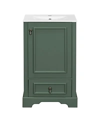 Casainc 20; Bathroom Vanity with Ceramic Sink, Soft-Close Door, U-Shaped Shelf, Drawer and Storage Rack