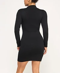 Invitee Juniors' Mock Neck Studded Short Sweater Dress