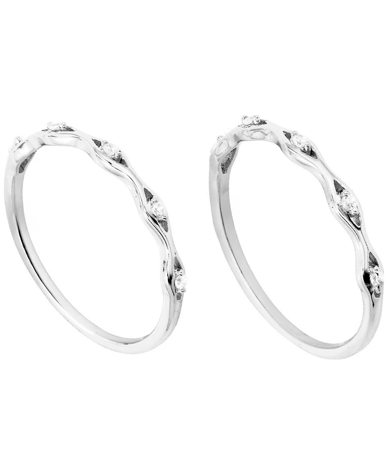 Macy's 2-Piece Cubic Zirconia Stackable Ring Set (0.15 ct. t.w.) in Sterling Silver