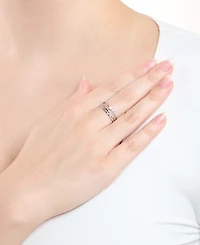 Macy's 3-Piece Cubic Zirconia Hammered Ring Set (0.12 ct. t.w.) in Sterling Silver