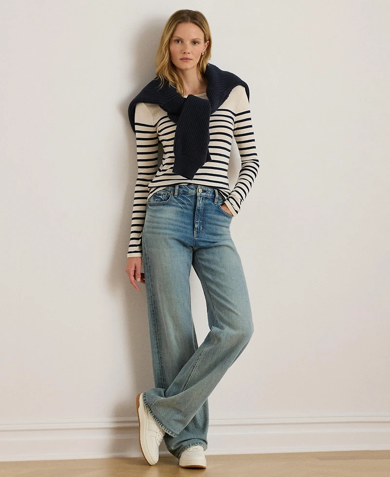 Lauren Ralph Women's Striped Cotton Long-Sleeve Tee