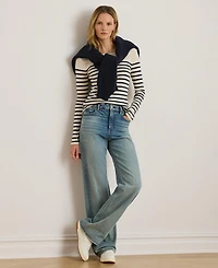 Lauren Ralph Women's Striped Cotton Long-Sleeve Tee