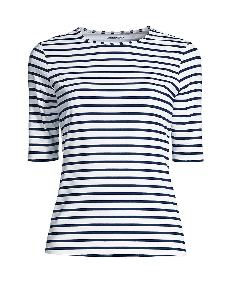 Lands' End Women's Long Crew Neck Rash Guard Upf 50 Sun Protection Swim Tee