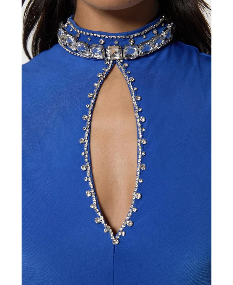 Karen Millen Women's Embellished Jersey Crepe Maxi Dress
