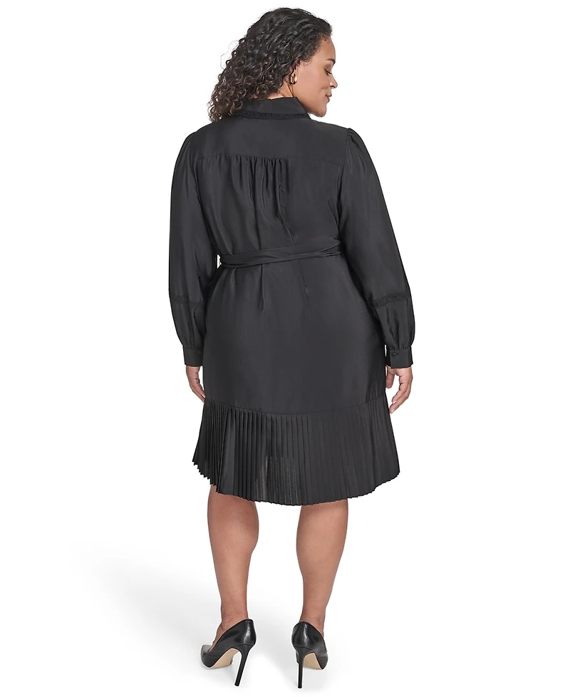 Eliza J Plus Pleated Short Shirtdress