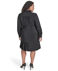 Eliza J Plus Pleated Short Shirtdress