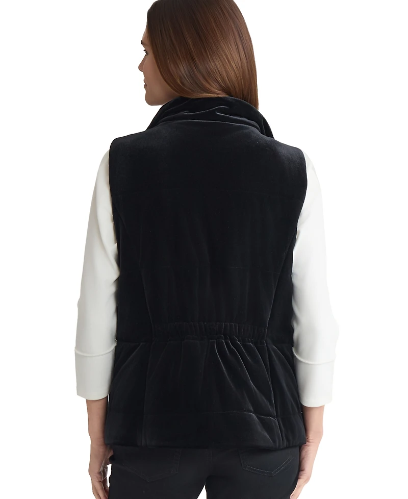 Jones New York Women's Zippered Velvet Quilted Vest
