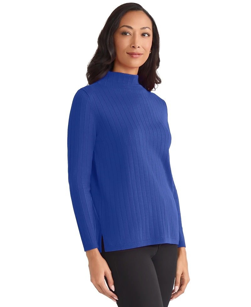 Jones New York Women's Wide Rib Funnel Neck Sweater