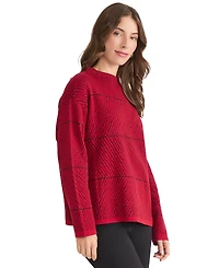 Jones New York Women's Lurex Funnel Mock Neck Sweater