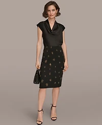 Donna Karan New York Women's Metallic Bead Embellished Pencil Skirt