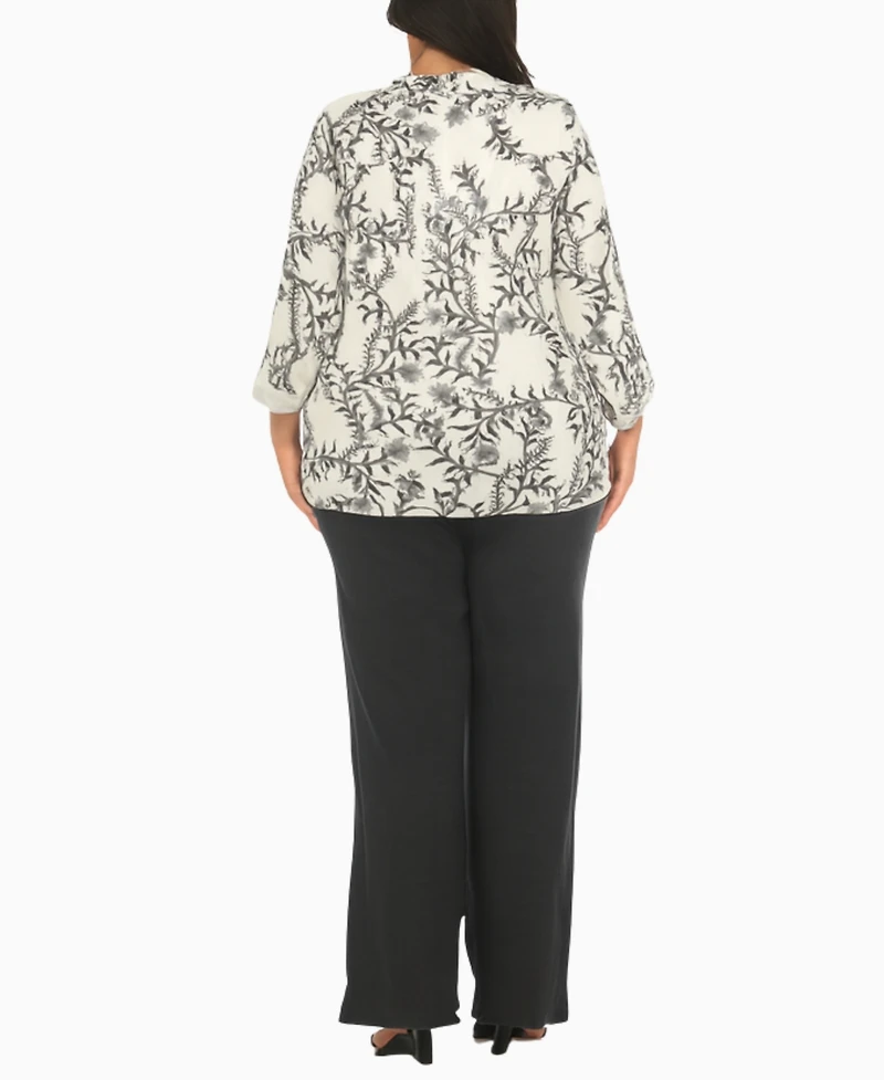 White Mark Plus Floral Print Tunic and Palazzo Pants Matching Set