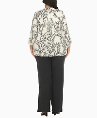 White Mark Plus Floral Print Tunic and Palazzo Pants Matching Set