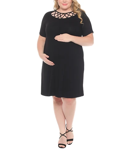 White Mark Plus Criss Cross Neckline Maternity Dress