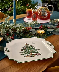 Spode Christmas Tree Square Handled Platter