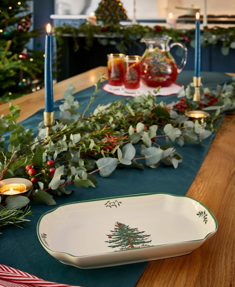 Spode Christmas Tree Rectangular Scalloped Tray