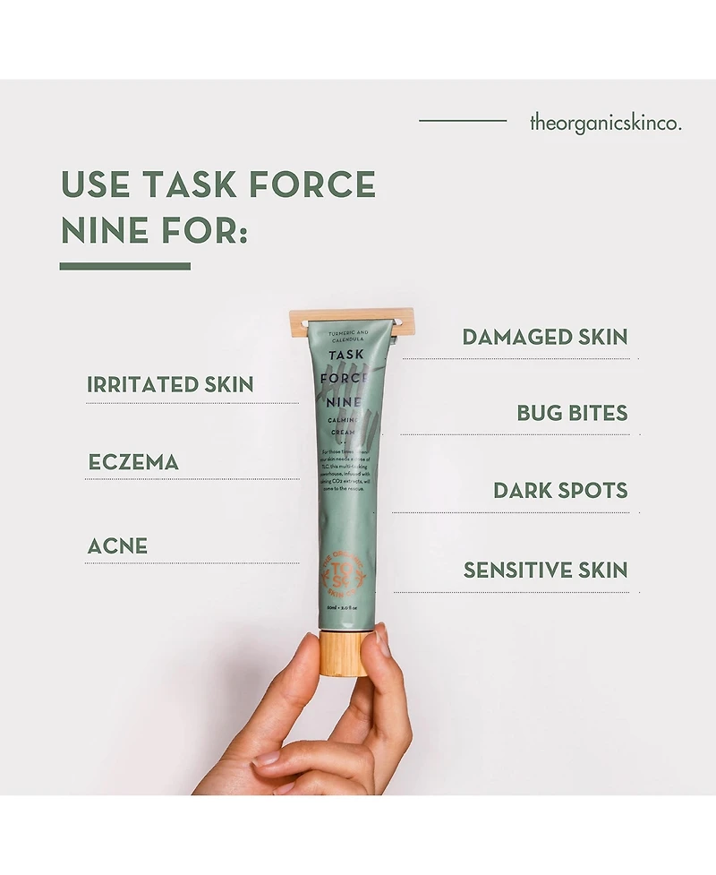 The Organic Skin Co Task Force Nine Calming Cream & Organic Face Moisturizer | Calming Calendula Cream For Sensitive & Irritated Skin | For Men and Wo