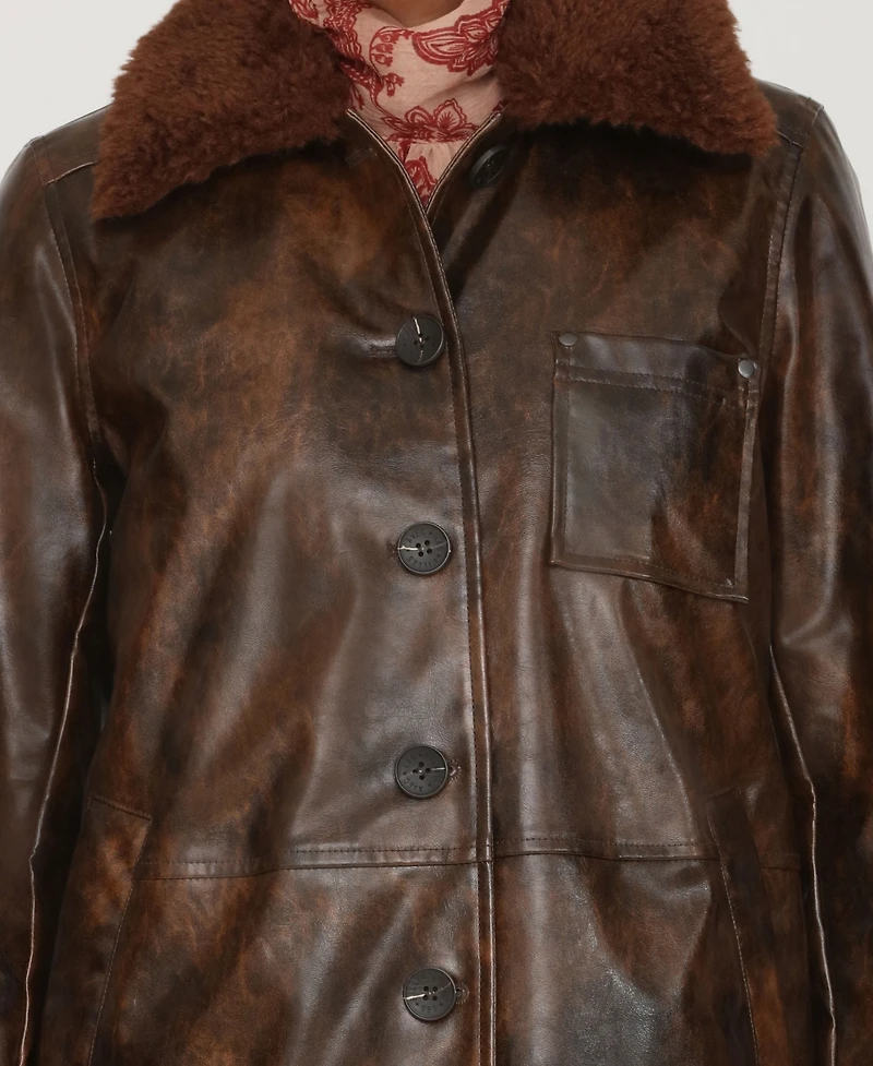 Avec Les Filles Women's Contrast Collar Coat