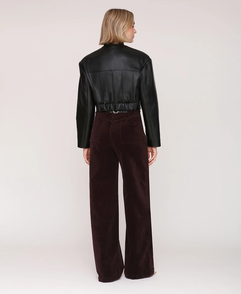 Avec Les Filles Women's Wide Shoulder Cropped Jacket