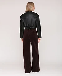 Avec Les Filles Women's Wide Shoulder Cropped Jacket