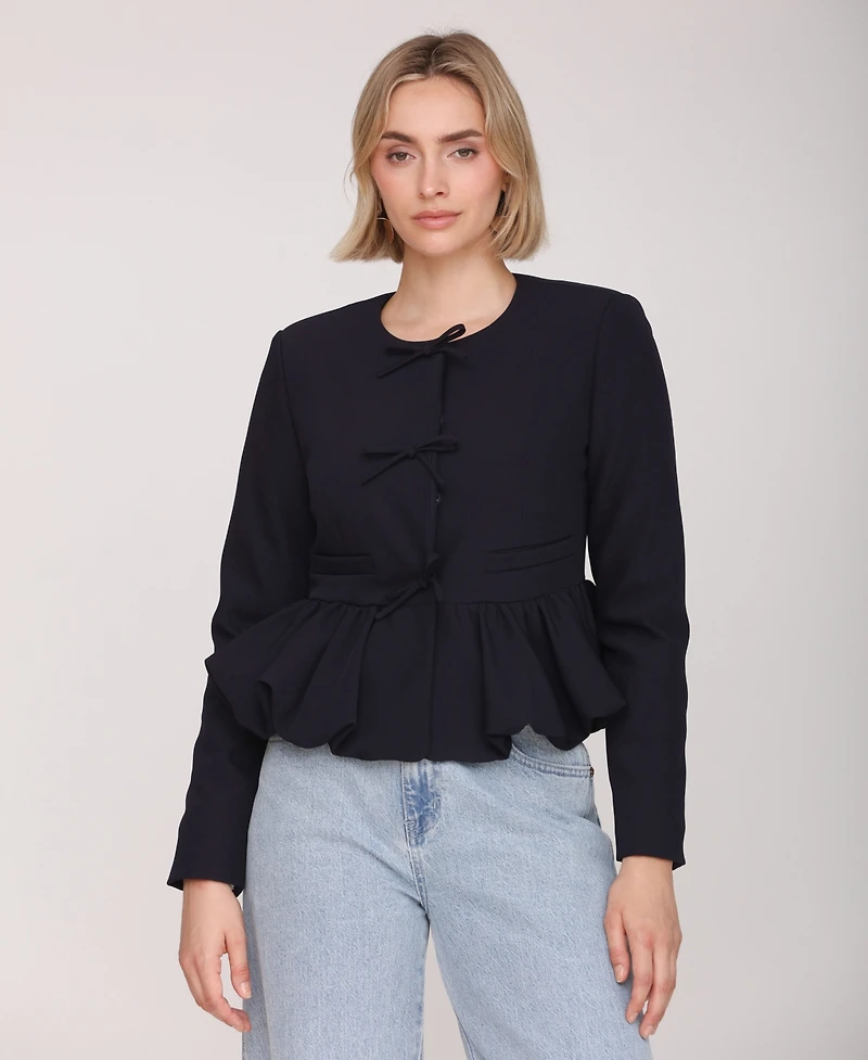 Avec Les Filles Women's Long Sleeve Bow Jacket