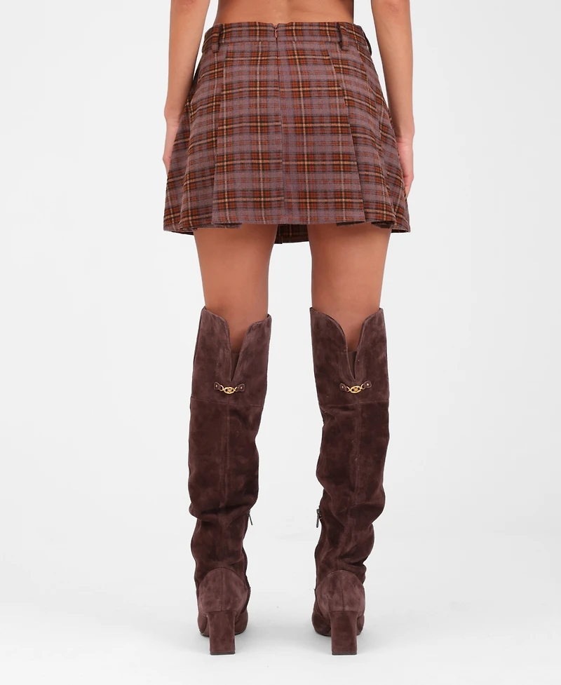 Avec Les Filles Women's Pleated Mini Skater Skorts