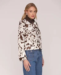 Avec Les Filles Women's Printed Trucker Long Sleeve Jacket