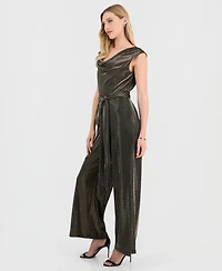 Connected Women's Metallic Cowl-Neck Jumpsuit