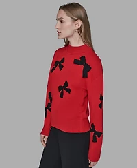 Karl Lagerfeld Paris Women's All-Over Bow Sweater