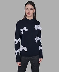 Karl Lagerfeld Paris Women's All-Over Bow Sweater