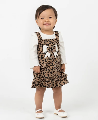 Rare Editions Baby Girls 2-Piece Cheetah Print Jumper Bodysuit Set