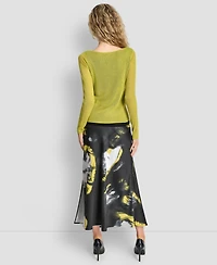 Dkny Women's Double-Layer Color Block Long Sleeves Sweater
