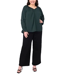 Vince Camuto Plus Embellished V-Neck Top