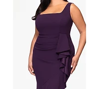 Betsy & Adam Plus Ruffle Detail Maxi Dress