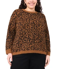 Vince Camuto Plus Leopard Print Pull-On Sweater