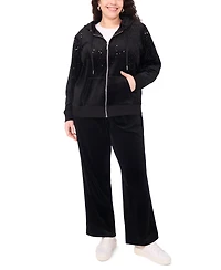 Vince Camuto Plus Velour Zip-Front Hoodie Jacket