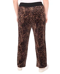 Vince Camuto Plus Velour Animal-Print Drawstring-Waist Straight-Leg Pants