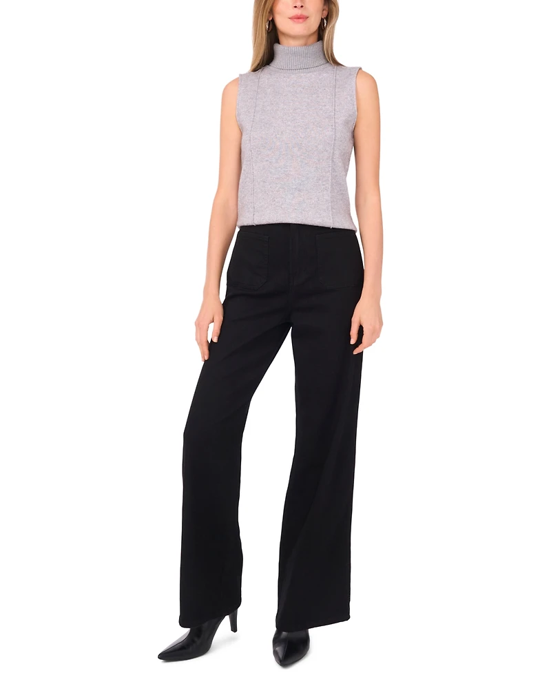 Vince Camuto Women's Sleeveless Ribbed Turtleneck Sweater