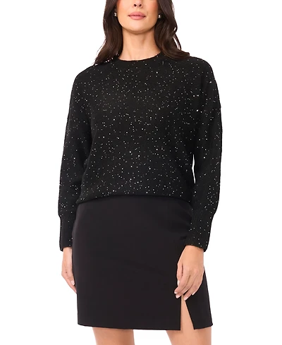 Vince Camuto Women's Sequin Long Sleeve Crewneck Sweater