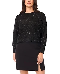 Vince Camuto Womens Crewneck Sequin Long Sleeve Sweater