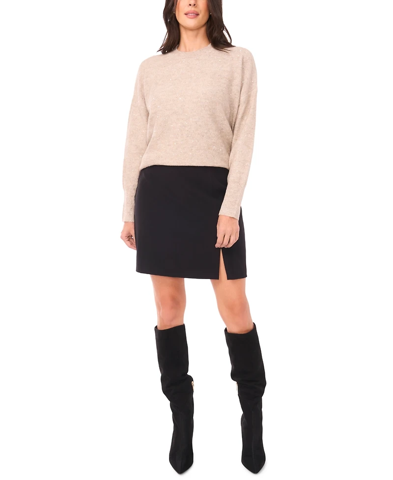 Vince Camuto Women's Sequin Long Sleeve Crewneck Sweater