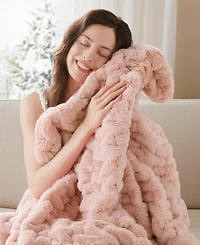 Madison Park Ruched Reversible Faux-Fur Throw, 50" x 60"