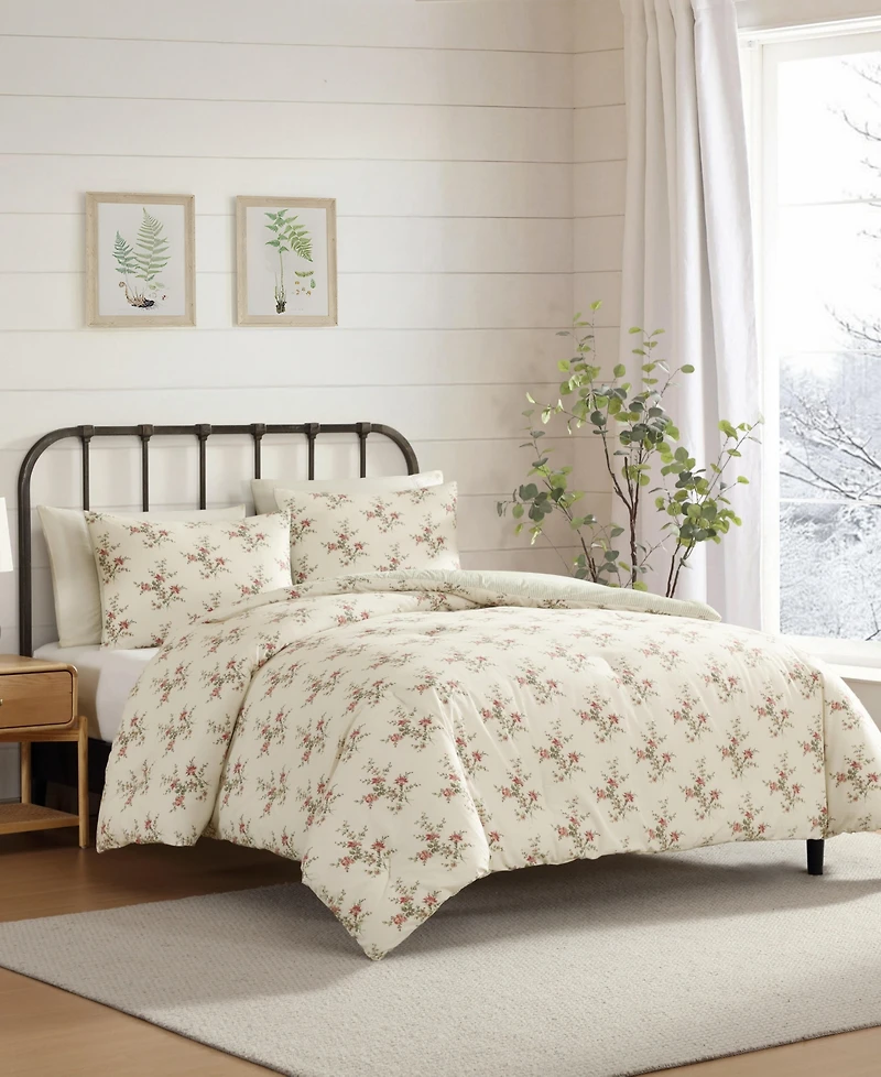 Laura Ashley Jessika Printed Flannel 3-Pc. Comforter Set, King