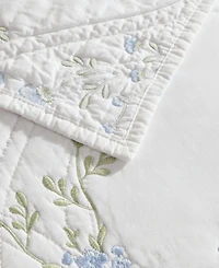 Laura Ashley Floral Embroidery Cotton -Pc. Quilt Set