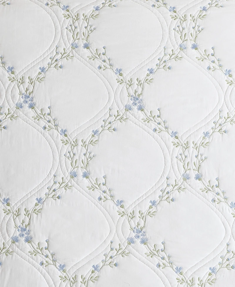 Laura Ashley Floral Embroidery Cotton 3-Pc. Quilt Set