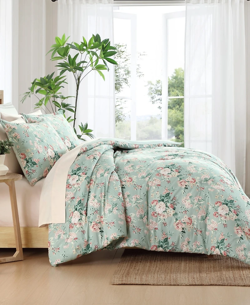 Laura Ashley Rosemoore Face Cotton 3-Pc. Comforter Set