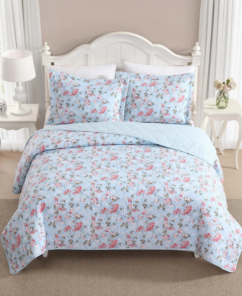 Laura Ashley Blissful Dream Cotton 3-Pc. Quilt Set, King