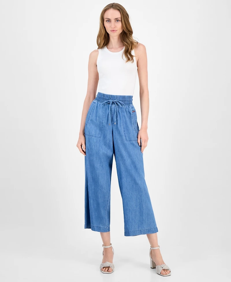 Tommy Hilfiger Women's Chambray Drawstring-Waist Pants