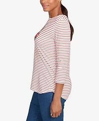 Ruby Rd. Petite Christmas Truck Striped Knit Top