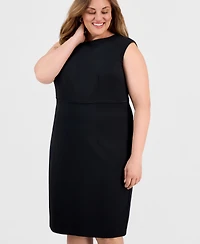 Kasper Plus Stretch-Crepe Sleeveless Sheath Dress