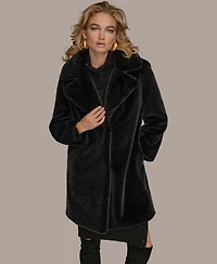 Donna Karan New York Women's Notched-Collar Faux-Fur Coat